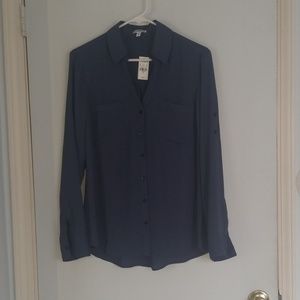 NWT Sheer Blue Button Up